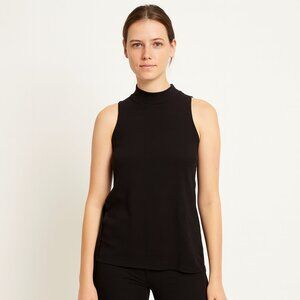 Mossimo Solid Black Tank Top Sleeveless Knit Blouse High Neck Size Large
